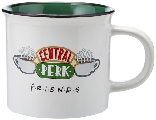 Tasse und Schlüsselanhänger-Set mit Freunden, in Geschenkbox (Central Perk Design), 325 ml, Keramiktasse und gewebter Schlüsselanhänger