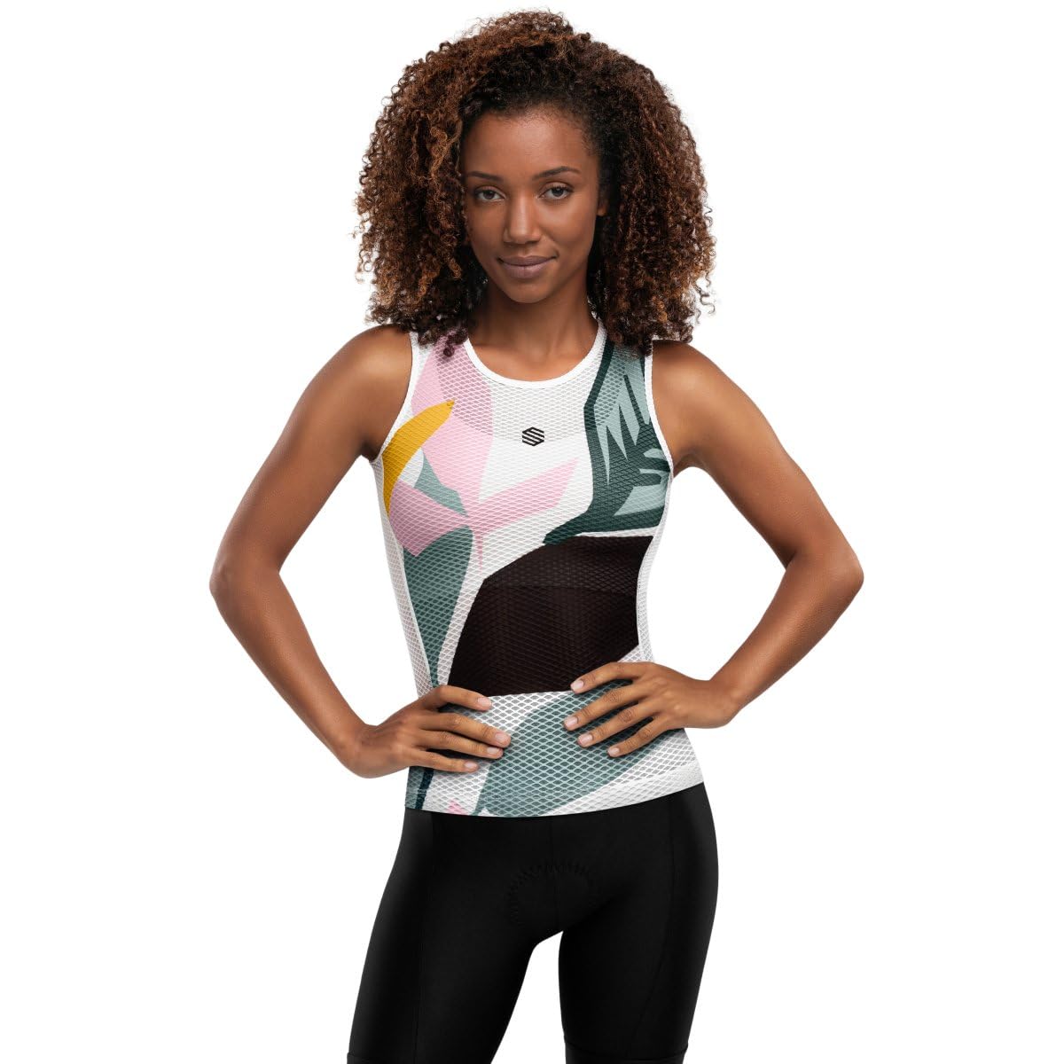 SIROKO - Ärmelloses Radsport-Baselayer für Damen Amazonas - S-M - Weiß/Kühles Grün