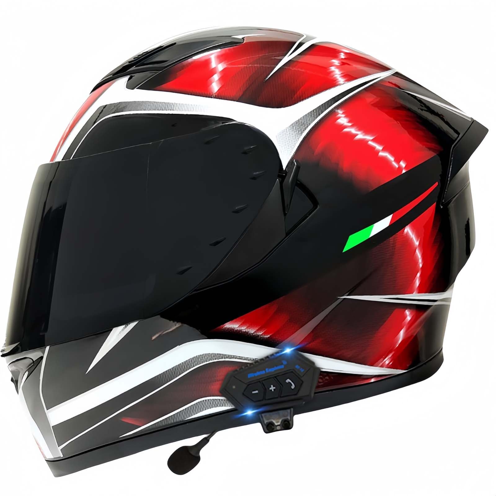 Modularer Integrierter Bluetooth-Motorradhelm Für Herren, ECE-Geprüft, Motorradhelme Mit Integriertem Lautsprecher, Doppelvisier, Moped Für Damen Und Herren A,M57-58CM