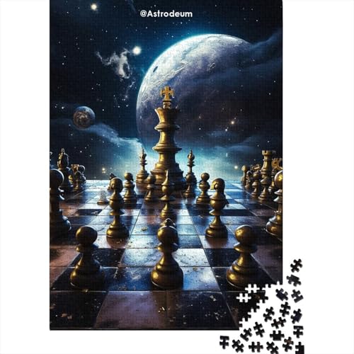 Schwierige, anspruchsvolle Puzzles, 1000-teiliges Holzpuzzle Cosmic Chess für Erwachsene und Teenager für anspruchsvolle Puzzlespiele und Familienspiele 29,53x19,69 Zoll