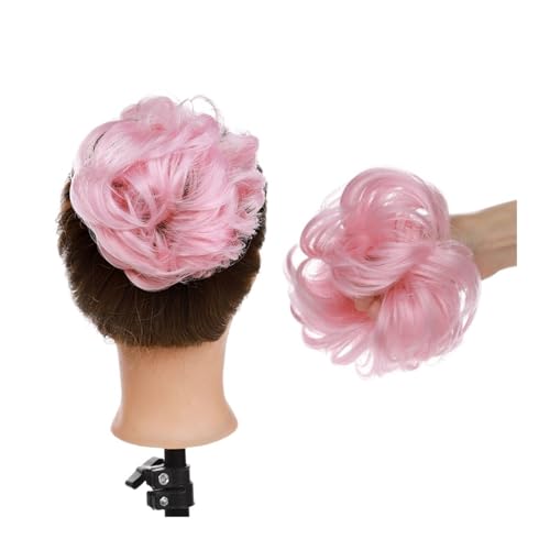 Haarteil Synthetischer, unordentlicher Haarknoten, Haarknoten, künstliches Haar, Chignon, elastisches Haarband, Haarteile for Frauen, Hochsteckfrisur, Donut-Chignon Haarverlängerung(Pink)