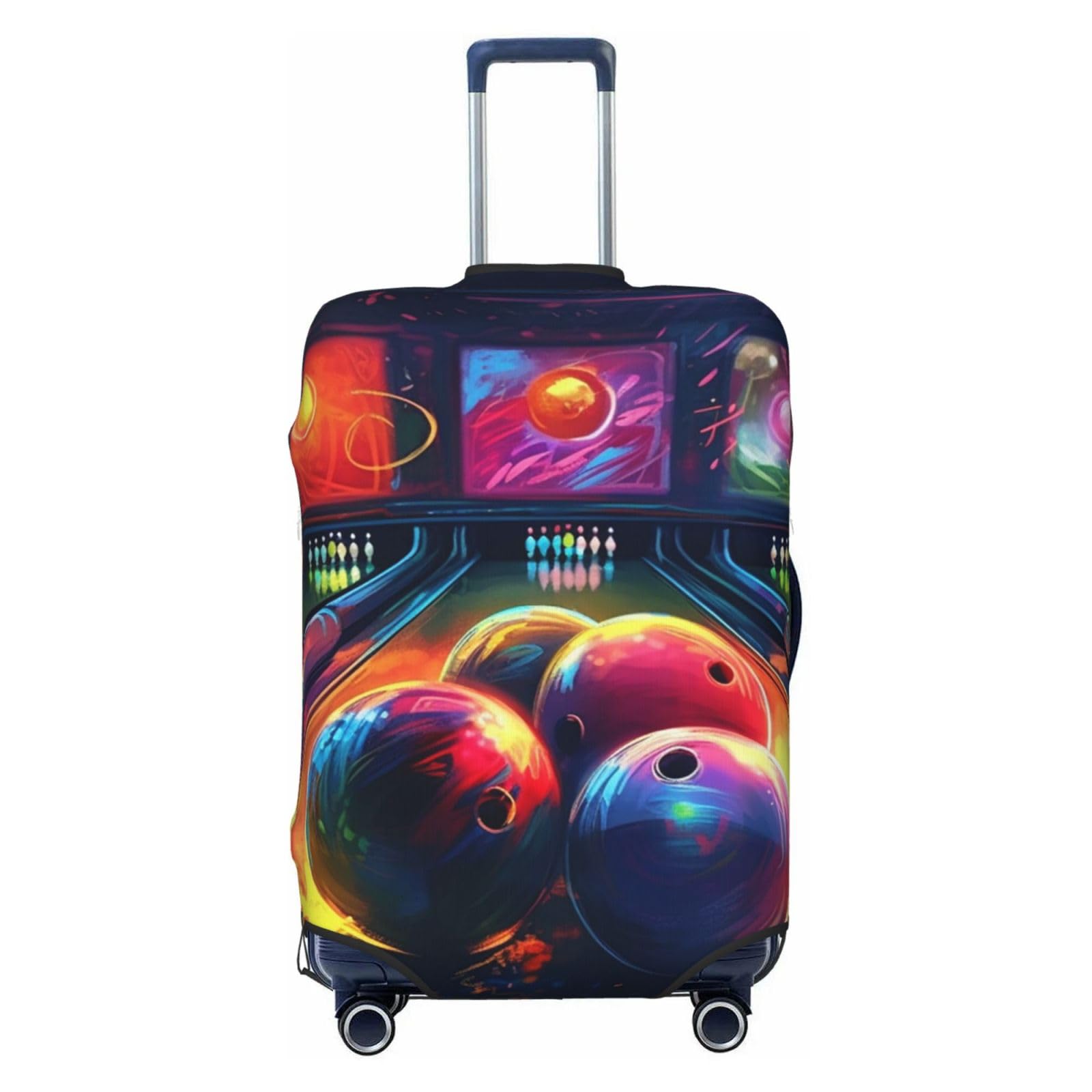 CSGJMYGS Bowlingkugel-Gepäckabdeckungen für Koffer, waschbar, modisch, dehnbar, kratzfest, passend für 45,7 - 81,3 cm Gepäck, XL, Schwarz, XL, Schwarz , XL