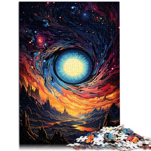 Puzzles für Puzzles Die farbenfrohe Psychedelia von Black Hole Dawn Puzzles 1000-teilige Puzzles für Erwachsene Holzpuzzle Genießen Sie Spiele für 1000 Teile (50 x 75 cm)