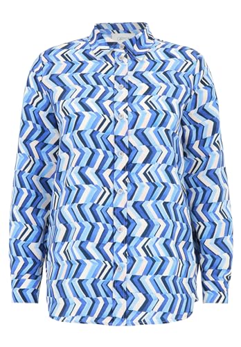 Cartoon Damen Hemdbluse mit Kragen Blau/Blau,44