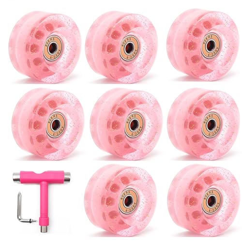 BFVAKBKYT Rollschuh-Räder, Ersatz-Skateboard-Rollen, 82A Roller Rollschuh(Pink)