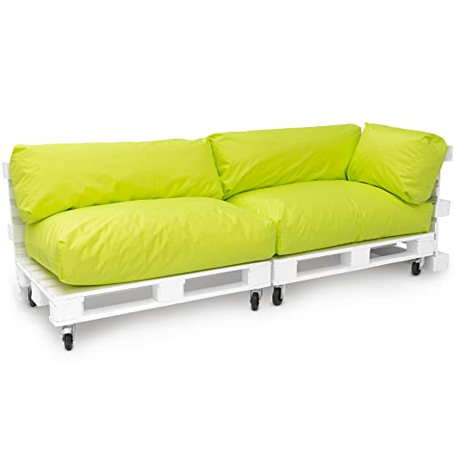 Jumbo XXL Palettenkissen Set von Spatium abnehmbar Bezug wasserdicht gesteppt Palettenpolster Palettenauflage Palettensofa (Apfel Grün , 5er Set)