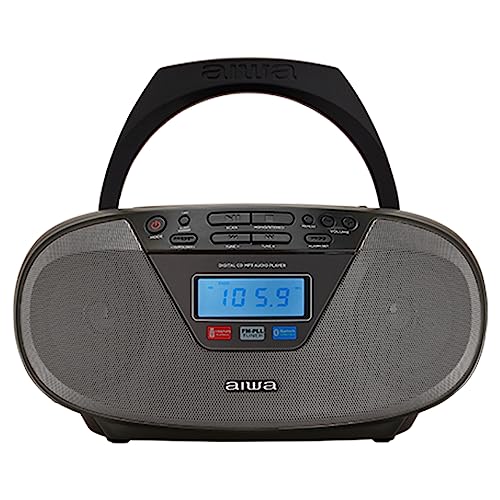 Aiwa BBTU-400BK: Tragbares CD-Radio mit Bluetooth und USB, Farbdisplay, RDS, FM PLL, Weckerfunktion, Farbe: Schwarz