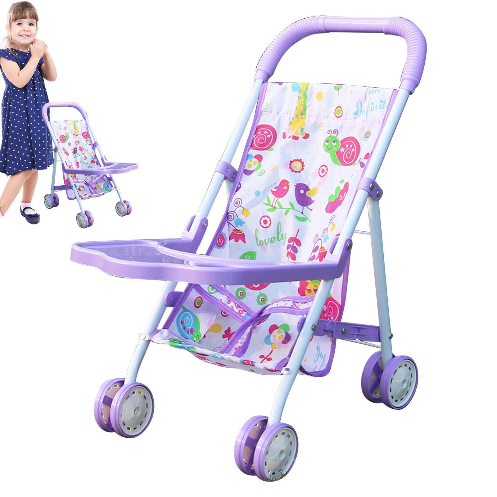 Takluu Spielzeug Kinderwagen | Faltbarer Kinderwagen mit unterem Korb - Kleid Mädchen Kinderwagen, Alter 3+ Kinder Geschenk Spielzeug Mädchen Puppe Zubehör, Mädchen Spielzeug