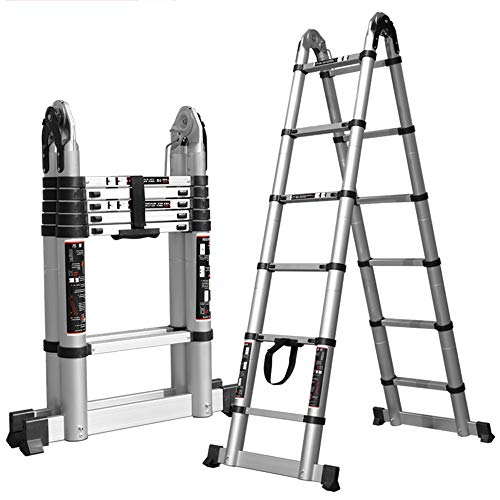 RASOANOA Teleskopleitern Mehrzweck-Ausziehleiter Teleskopleiter Mehrzweck-Aluminium-Teleskopleiterverlängerung Ausziehbare tragbare Leiter Klappleiter (Größe: 1,6 + 1,6 (gerade Leiter) Ambitious