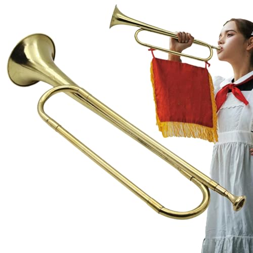 Kavallerie Trompete Bugle - Retro Messing Bugle Instrument | Bugle Call Trompete Kavallerie Horn Instrument Messing | Musikinstrument Standard Retro Messing Trompete für Anfänger