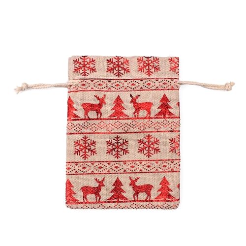 Baumwollbeutel mit Kordelzug 10pcs 10x14 13x18cm Color Printing Elk Burlap Bag Christmas Gift Jewelry Bag Wedding Party Decoration Drawer Bag Sachet Bag 66 (Color : 11, Size : 13x18cm)