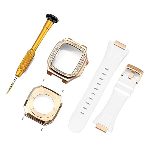 KANUZ Luxus-Modifikationsset für Apple Watch Band Serie 8, 7, 45 mm, 6, 5, 4, SE, 44 mm, Mod-Set, Metall, Stahl, für iWatch-Lünettengehäuse (Farbe: G, Größe: 41 mm)