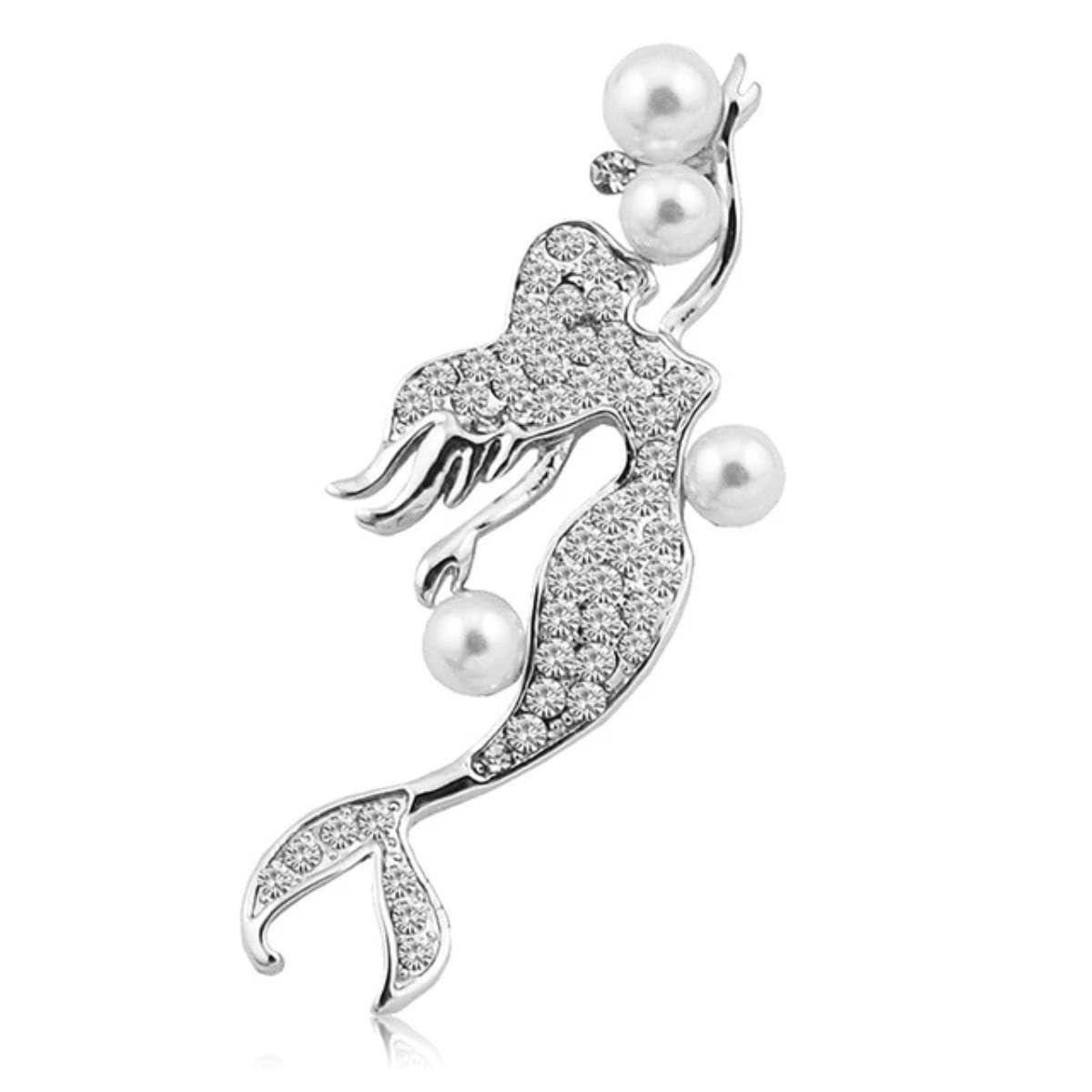 Brosche Kreative Strass Meerjungfrau Broschen for Frauen Unisex Perle Sexy Fee Fisch Abzeichen Party Büro Brosche Pin Anhänger Corsage Geschenk (Color : X4)