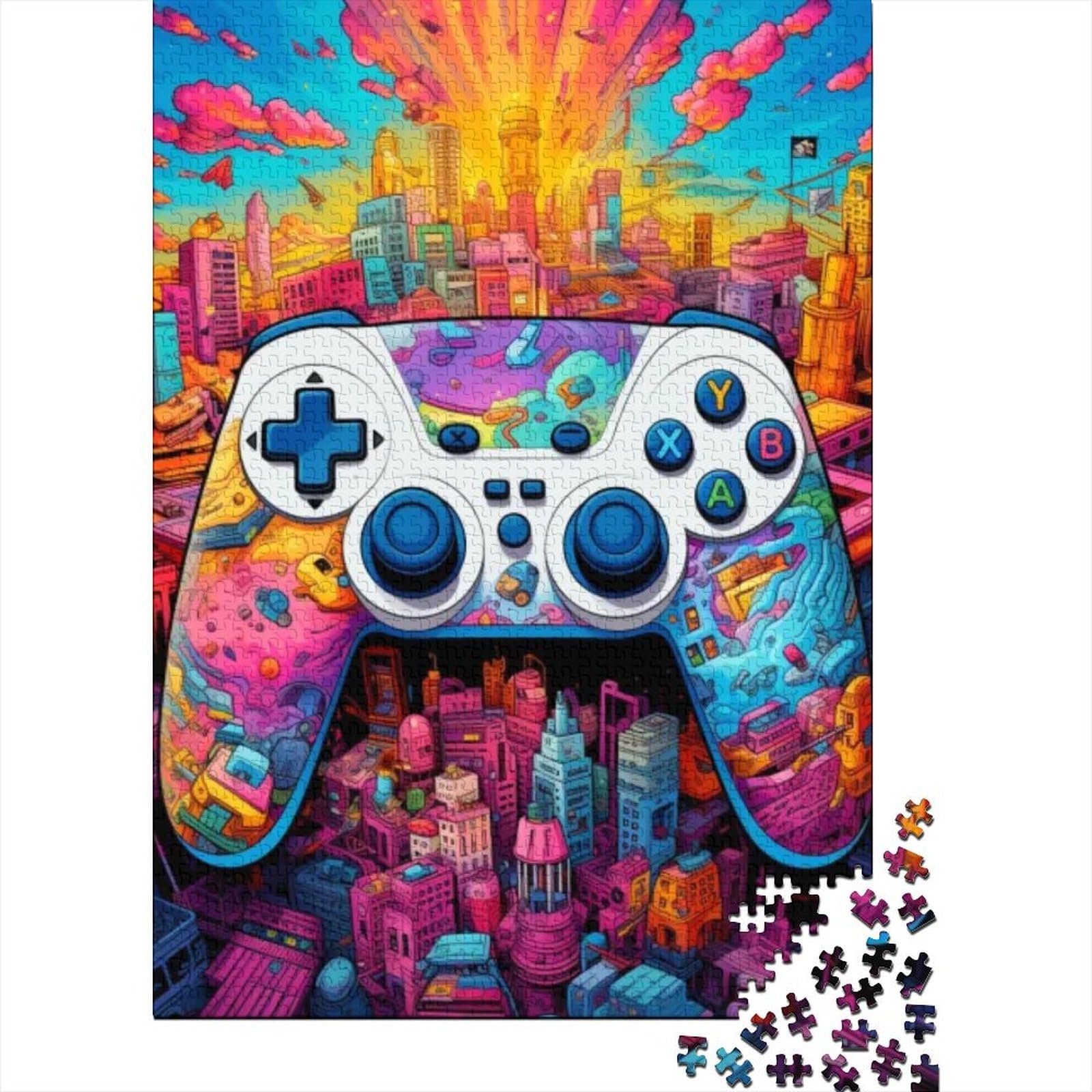 Gamecontroller-Puzzles für Erwachsene Teenager, 1000 Teile. Puzzles für Erwachsene Teenager, schwierige, anspruchsvolle Puzzles, 1000 Teile (75x50cm)