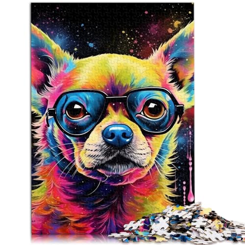 Puzzle für farbenfrohe Kunst, Chihuahua, 1000-teiliges Puzzle für Erwachsene, anspruchsvolles, unterhaltsames Spiel für die ganze Familie, 1000 Teile (50 x 75 cm)