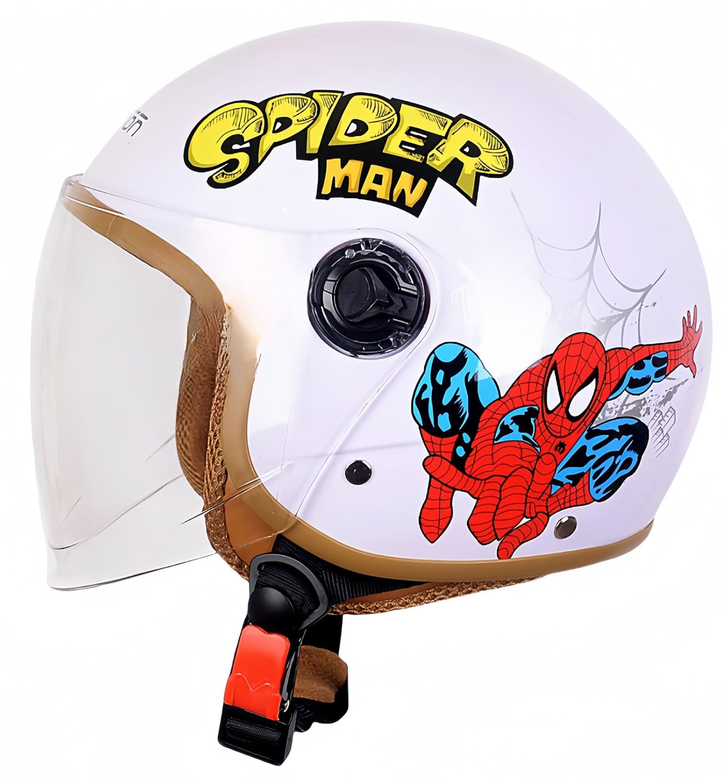 Kinder-Motorradhelm, ECE-Zertifizierung, Kinderhelm mit Visier, modischer Vintage-Stil für 5–12 Jahre alte Jungen und Mädchen, Roller, Street Cruiser L,46-54CM