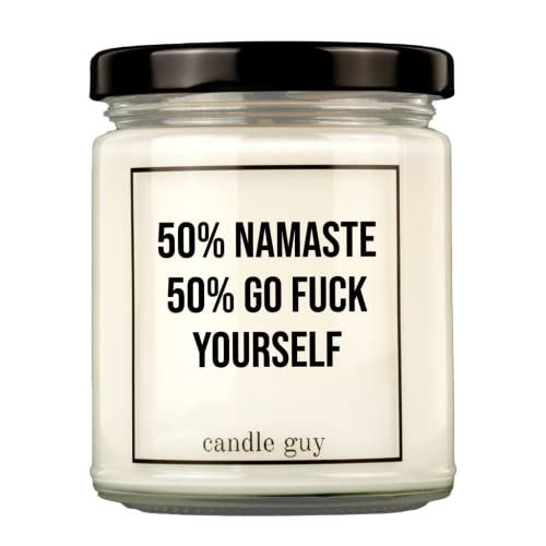 candle guy Duftkerze | 50% namaste 50% go fuck yourself | Handgemacht aus 100% Sojawachs | 70 Stunden Brenndauer