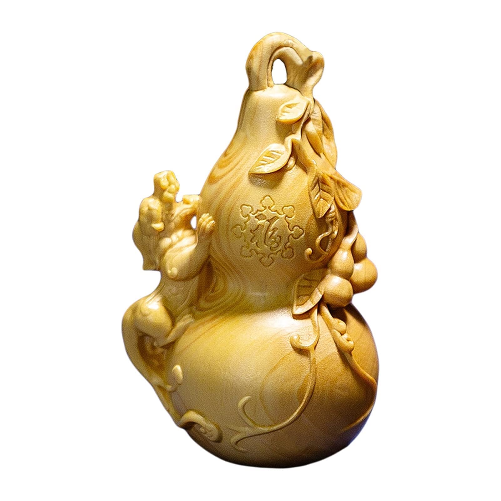 Natürliche getrocknete Kürbis-Wasserflasche, Buddha 2 Stück Buchsbaum Kürbis Skulptur Holzschnitzerei Segen Anhänger Reiche Auto Hängende Glücksstatue Wohnkultur Buddha Statue Surong