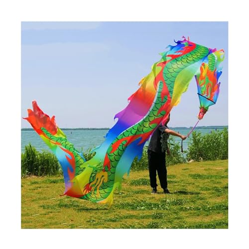 Drachenbänder, Tanzbänder, Dance Dragon Ribbon Streamer Fitness 3D-Real-like-Set, mit 3D-Drachenkopf(8m/26ft)