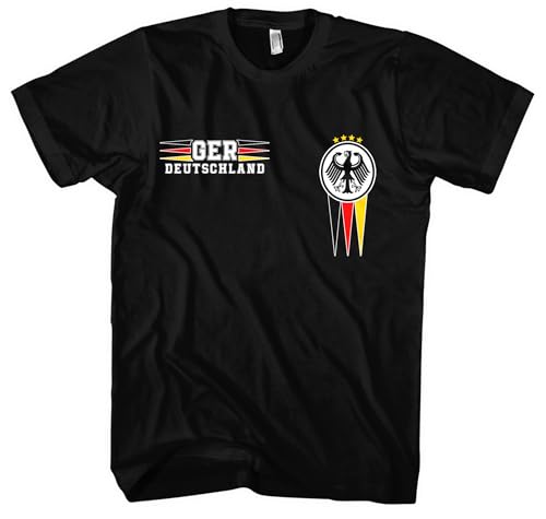 Deutschland Herren T-Shirt | Deutschland Shirt EM WM Deutschland Flagge Tshirt Germany Fußball Deutschland Trikot | M12 FB Schwarz (4XL)