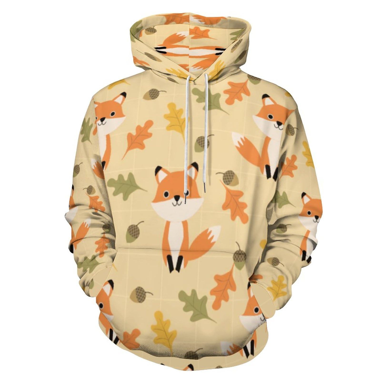 HABXNJF Kapuzen-Sweatshirt, Herbst Cute Fox Hoodie, Mode Hoodie mit Tasche für Herren Damen, Niedlicher Fuchs im Herbst, 5X-Large