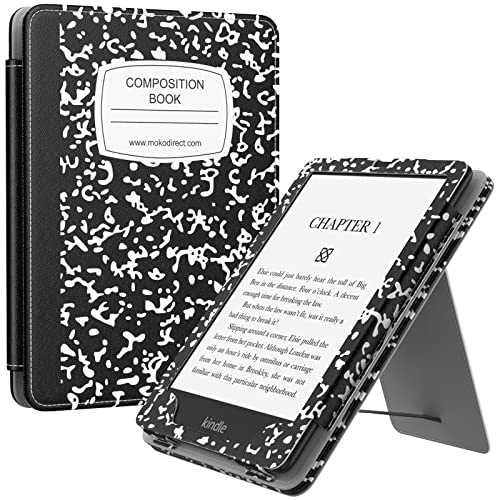 MoKo Hülle Kompatibel mit Kindle Paperwhite 11. Generation 2021, Slim PU Tablet Schutzhülle mit Auto Schlaf/Aufwach Handschlaufe für Kindle Paperwhite 6,8 Zoll, Signature Edition, Notizbuch Schwarz