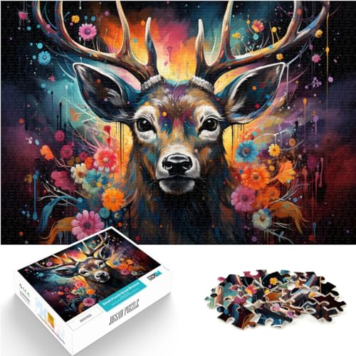 Puzzlespiel Fantasie-Regenbogenhirsch, 1000-teiliges Puzzle für Erwachsene, anspruchsvolles, unterhaltsames Spiel für die ganze Familie, 1000 Teile (50 x 75 cm)