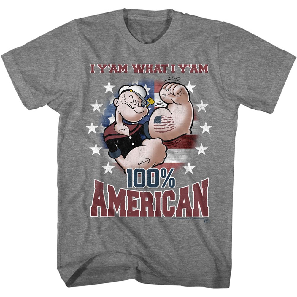 American Classics Popeye yamswurzel Amerikanisches T-Shirt für Herren XX-Groß Grau