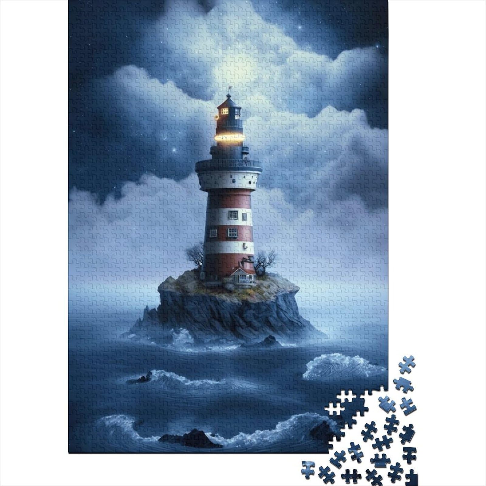 Holzpuzzle „Space Light House“ Puzzle für Erwachsene und Jugendliche, 1000 Teile, Puzzle für Erwachsene, Lernspielzeug, Familienspiele (Größe: 75 x 50 cm)