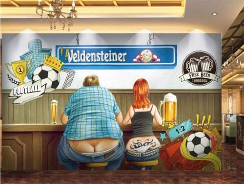 Fußball-Weltmeisterschaft Bier 3D Tapete Poster Restaurant Schlafzimmer Wohnzimmer Sofa TV Dekorative Wand-250cm×170cm