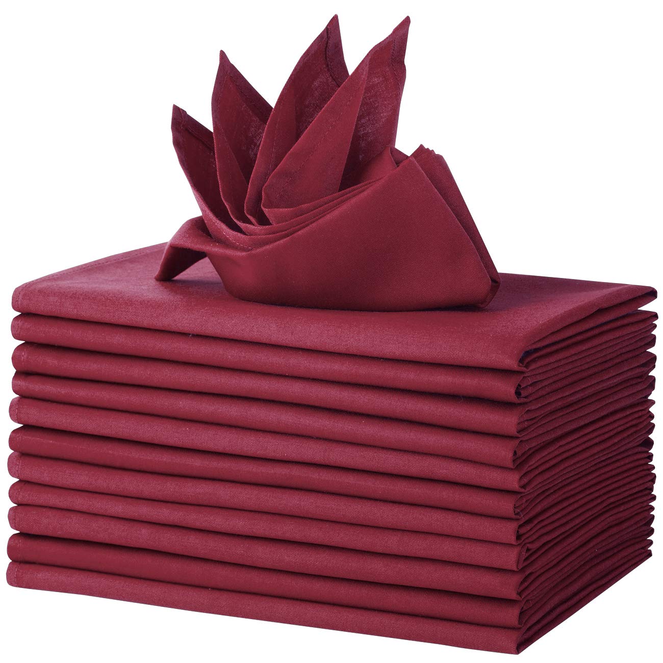 Wiederverwendbare Stoffservietten, 12 stücke Tisch Servietten Baumwollservietten Tuch Wedding Serviette Dinner Tisch Serviette for Hochzeit 46 x 46 cm(Wine red)