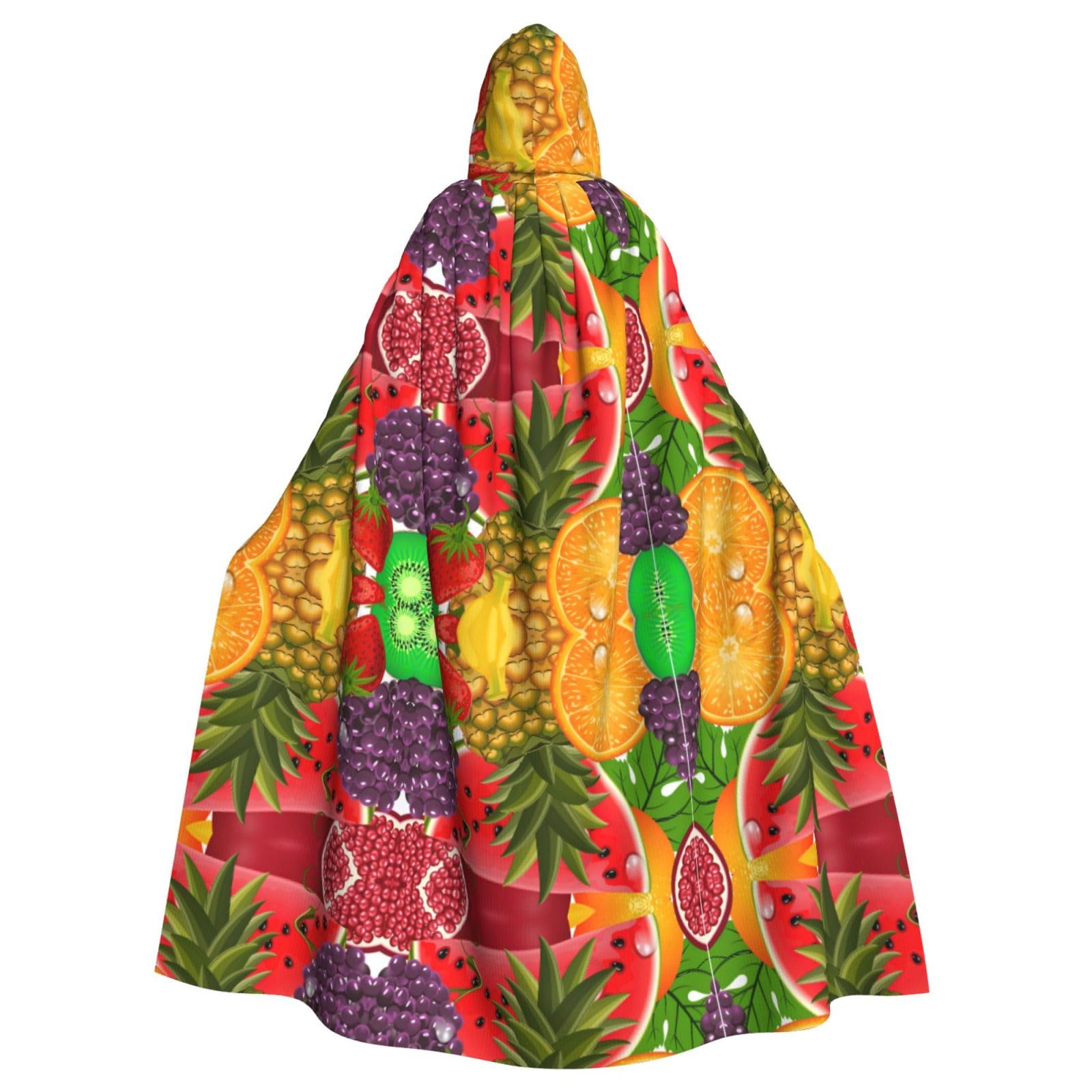 WURTON Fresh Fruits Ananas-Karnevalsumhang mit Kapuze, Unisex, Cosplay-Kostüm, Umhang für Erwachsene, 185 cm