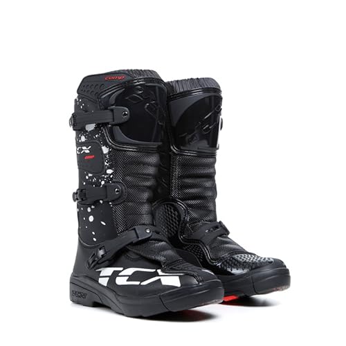 TCX Herren Motorcycle Boot, Schwarz Weiß, 34 EU