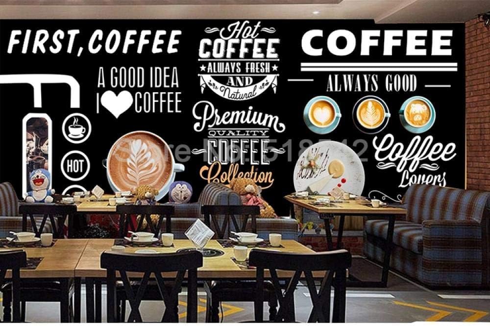 Kreidetafel Kaffee 3D Tapete Poster Restaurant Schlafzimmer Wohnzimmer Sofa TV Dekorative Wand-300cm×210cm