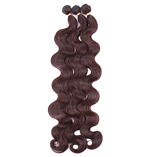 Human Hair Bundles 26 Zoll lange gewellte Haarbündel aus synthetischem, hitzebeständigem, schwarzbraunem, blondem Haar, Webverlängerung human hair weave(Color:Dark brown)