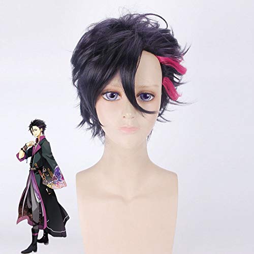 LINLINCD Cosplay wig Anime The Animation Mutsuki Hajime Cosplay Wig Short Curly Purple Red Costume Party Play Wigs Pl-651