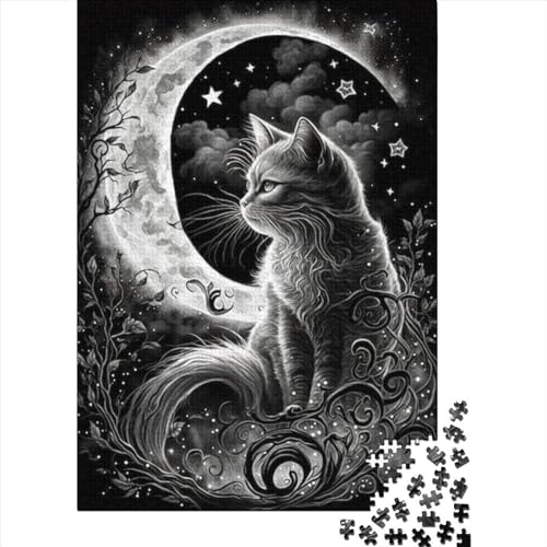 Fantasy-Katze-Puzzle für Erwachsene, 1000-teiliges Puzzle, 1000 große Teile für Erwachsene mit passendem Poster und Infoblatt (Größe 75 x 50 cm)