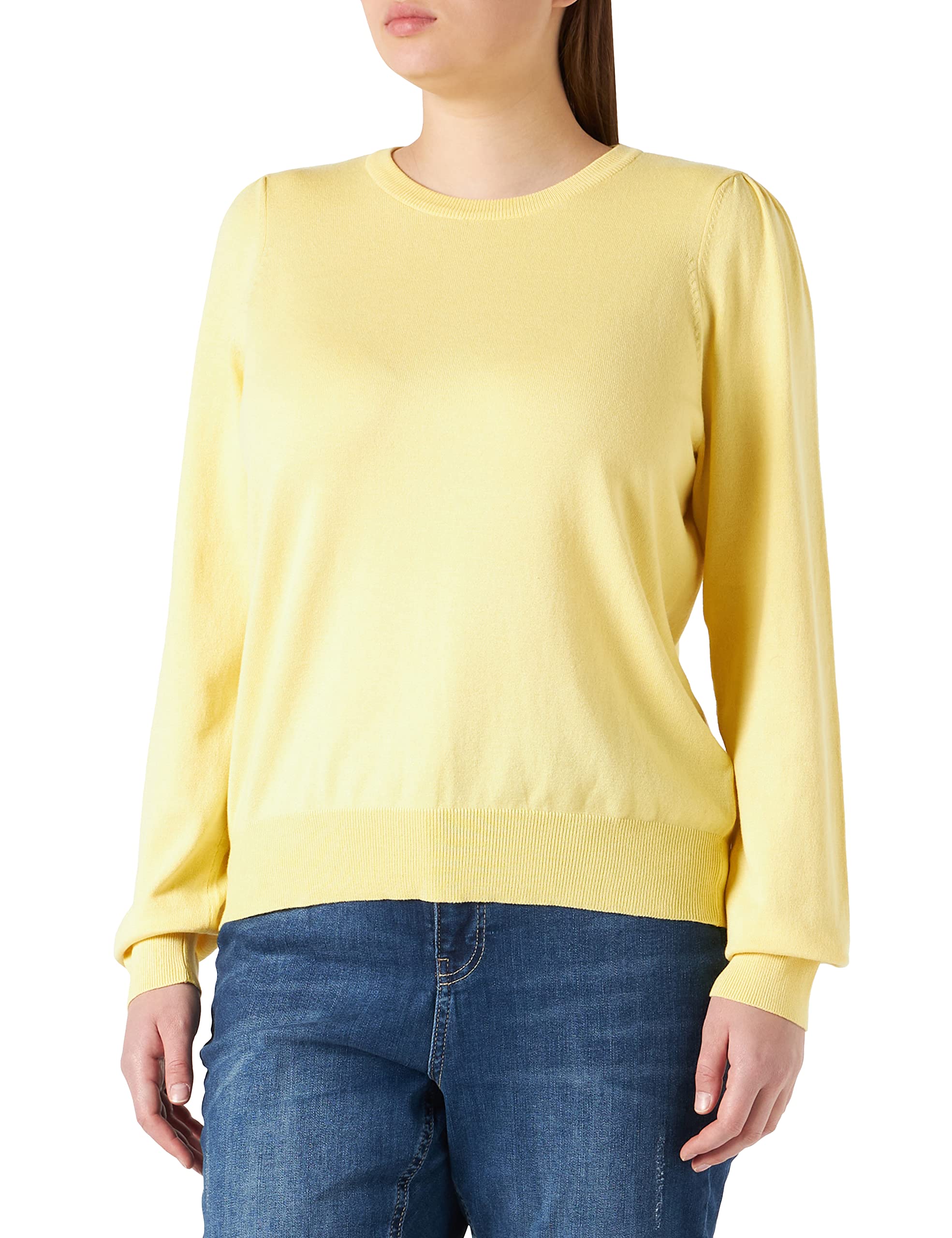 Peppercorn Damen Tana Longsleeve Curved Lange Puffärmel, 6040 Pale Yellow, 52