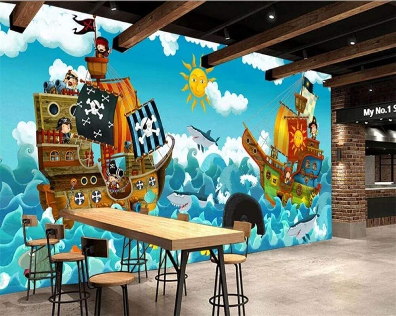 Wandtapete Papier 3D Wandtapete Ed Hand Pirate Wohnzimmer Schlafzimmer Hintergrundtapete 3D 3d Tapete Wanddekoration fototapete wandbild Schlafzimmer Wohnzimmer-250cm×170cm