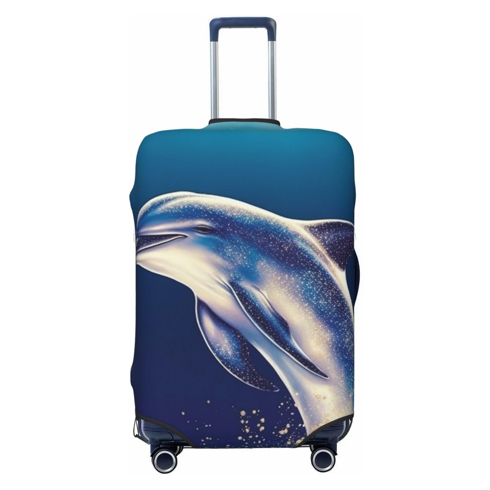 CSGJMYGS Glitzernde Delfin-Gepäckabdeckungen für Koffer, waschbar, modisch, dehnbar, kratzfest, passend für 45,7 - 81,3 cm Gepäck, XL, Schwarz, XL, Schwarz , XL