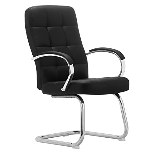 Bürostuhl Ergonomischer Executive Side Chair Professioneller Besucherstuhl mit hoher Rückenlehne und gepolstertem Öko-Ledersitz, festen Armlehnen und Lordosenstütze Schreibtischstuhl(Schwarz)