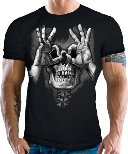 T-Shirt für Occult Gothic Dark Fans: Happy Skull schwarz