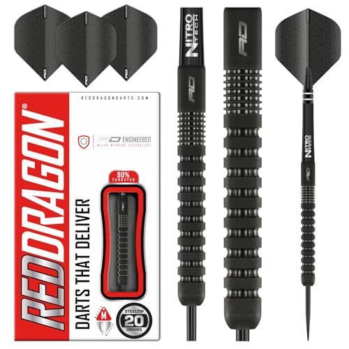 RED DRAGON Phantom - 20 Gram Tungsten Professional Darts Set with Flights and Nitrotech Shafts (Stems)