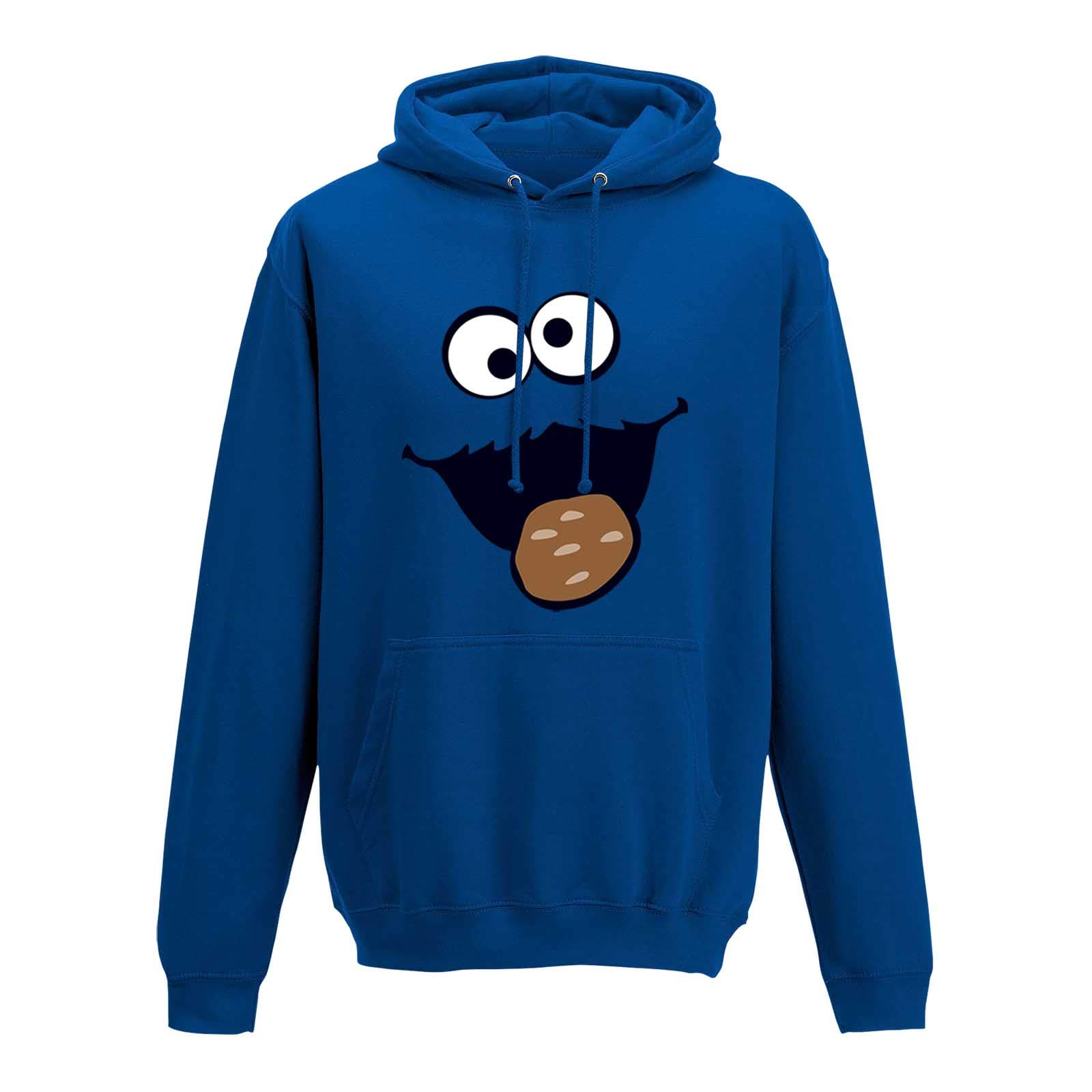 Jimmys Textilfactory Hoodie Krümelmonster Kekse Karneval Fasching Kostüm Sesamstraße Herren XS - 5XL Verkleidung Gruppen-Kostüm Rosenmontag Party Feier, Größe:5XL, Farbe:Royalblau