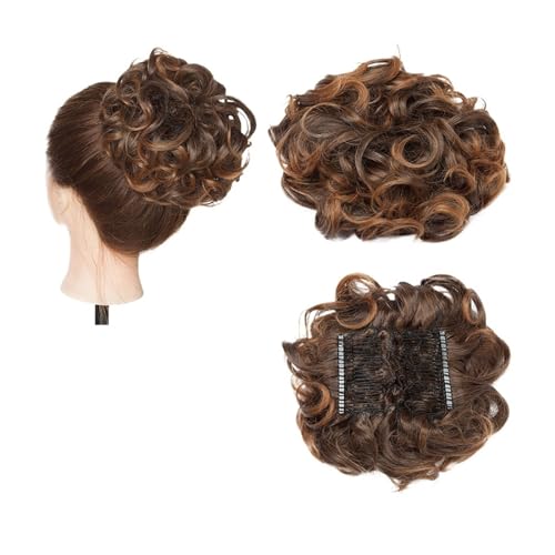 Haarteil Synthetischer großer Kamm-Clip in lockiger Haarverlängerung, Chignon-Haarteile, Hochsteckfrisur, Abdeckung, Haarteil, Verlängerung, Haarknoten Haarverlängerung(4T30)