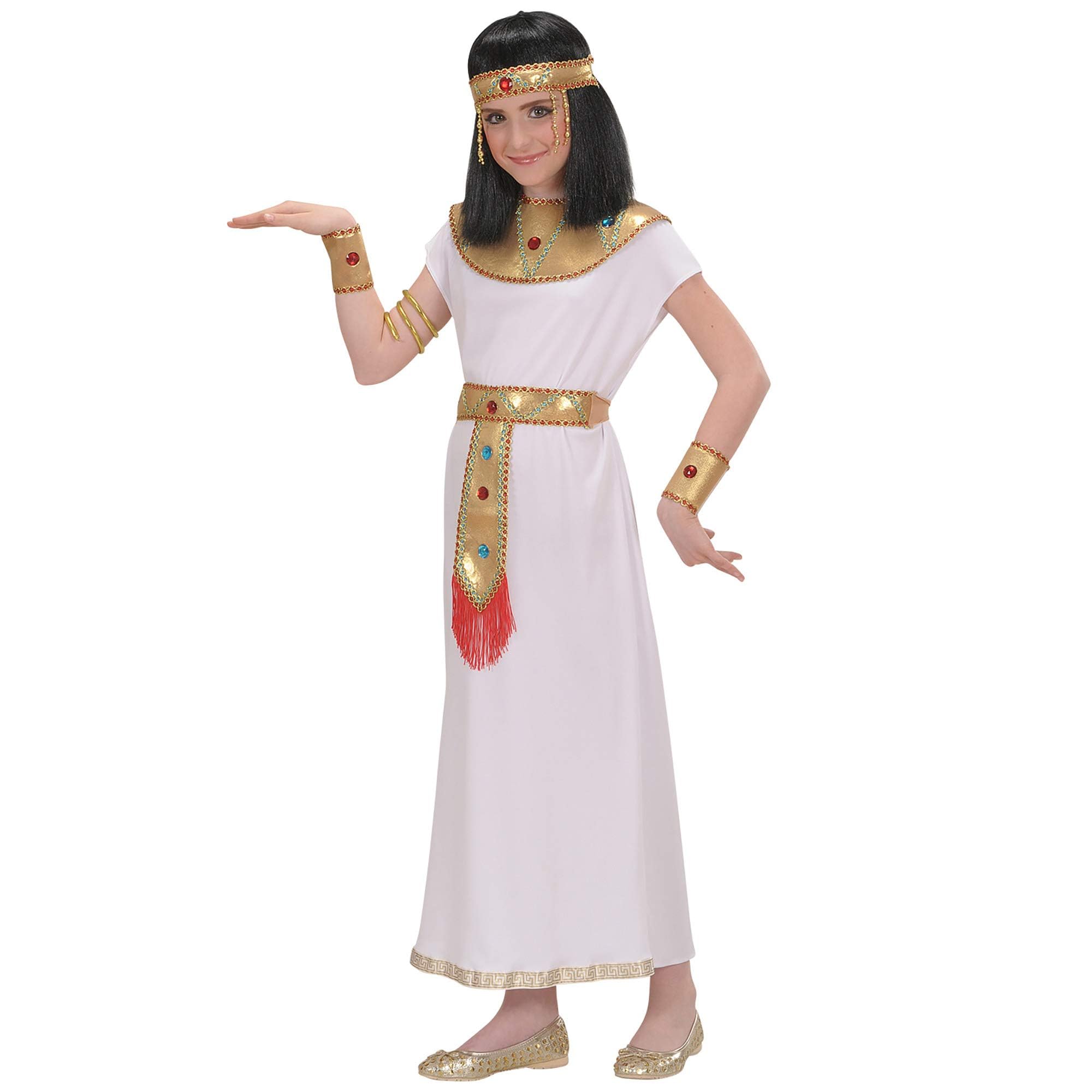 Widmann - Kinderkostüm Cleopatra, Tunika, Gürtel, Halsband, Schlangenarmbänder, Kopfbedeckung, Karneval, Mottoparty