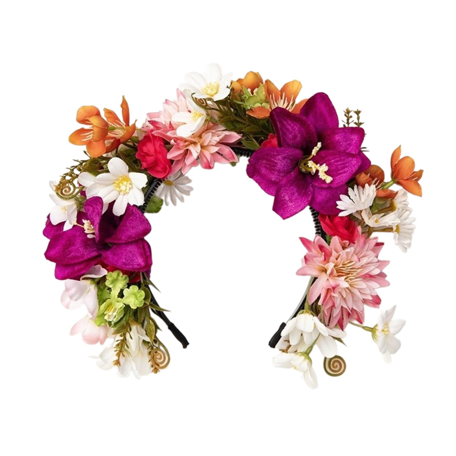 Avejjbaey Ethnisches Blumen-Stirnband, modisches Blumenmuster, trendig, Haarschmuck für Partys