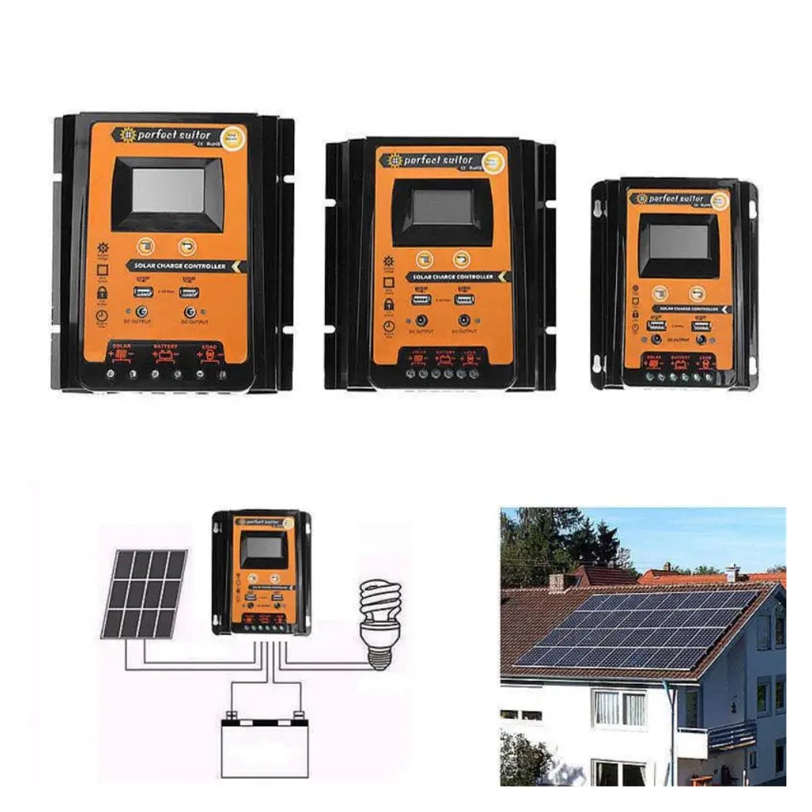 Solarregler, Solar Laderegler 10A 20A 30A 50A 70A PWM Controller LCD Display Dual USB Ausgang Solar Panel Ladegerät Regler ausrüstung(01 30A)