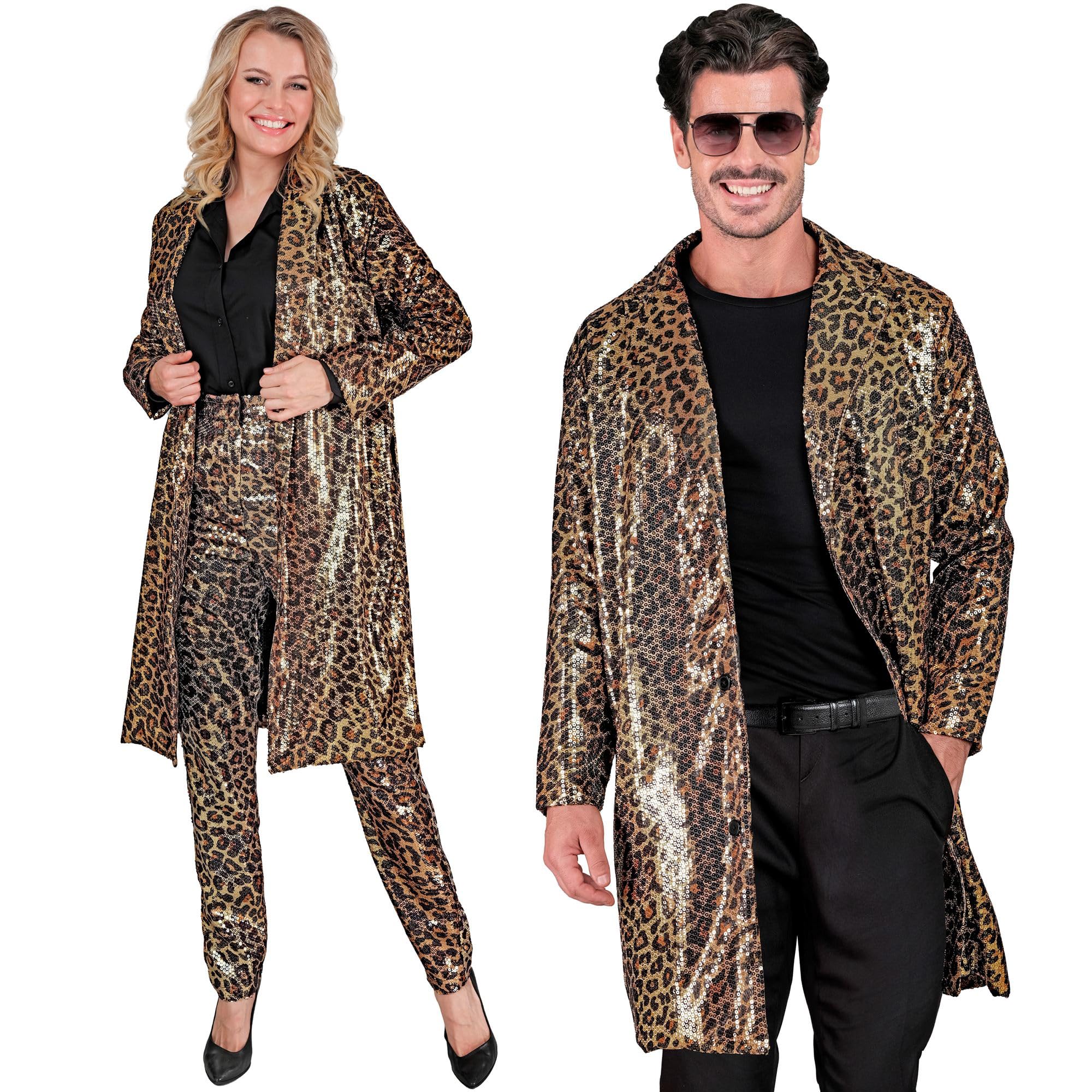 W WIDMANN MILANO Party Fashion - Party Fashion Pailletten Mantel, Party Outfit, Jacke, Disco Fever, Animal Print, Festival, Faschingskostüme