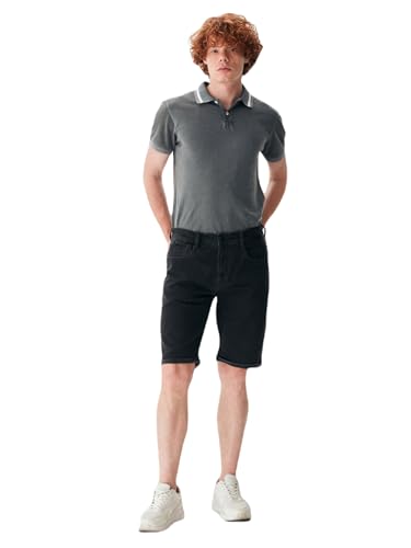 LTB Jeans Herren Jeansshorts Cary - Shorts Herren Niedrige Taille, Bermudashorts mit Reißverschluss in Schwarz - Größe XL